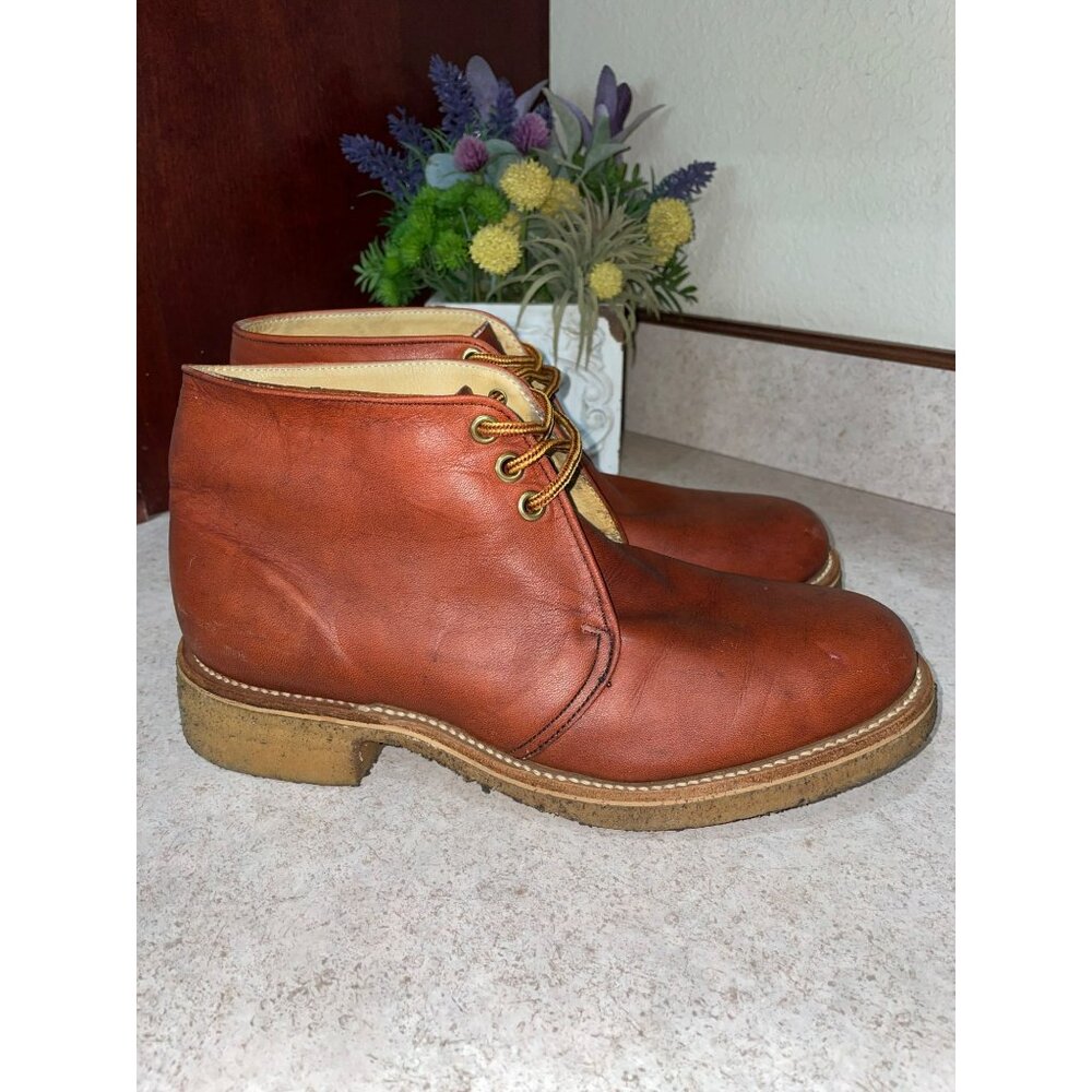 Rare Vintage Frye Womens Leather Boots 8D 1980s Made In USA Brown Ankle Chukka L